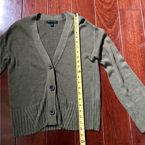 Olive Green Button-Up Women's Sweater - Picture 2 of 6